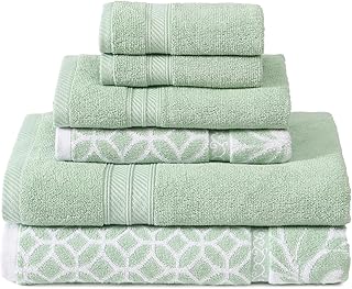 Modern Threads Trefoil Filigree 6-Piece Reversible Yarn Dyed Jacquard Towel Set – Bath Towels, Hand Towels, & Washcloths -…