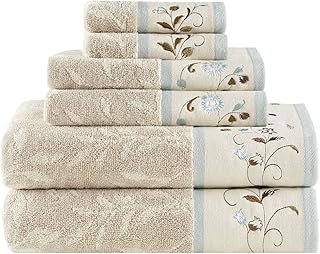 Madison Park Serene 100% Cotton Bath Towel Set Luxurious Floral Decorative Towels for Bathroom Embroidered Cotton Jacquard…