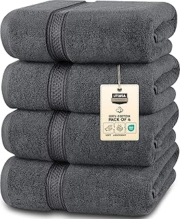 Utopia Towels – Bath Towels Set, Grey – Premium 600 GSM 100% Ring Spun Cotton – Quick Dry, Highly Absorbent, Soft Feel Tow…