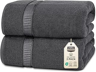 Utopia Towels – Pack of 2 Soft Cotton Machine Washable Extra Large Grey Bath Towel – Luxury Bath Sheet 90 x 180 cm, Grey