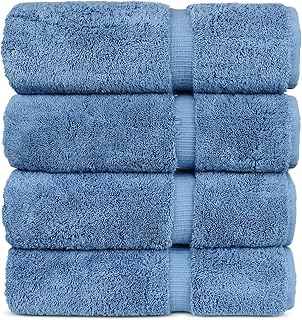 Chakir Turkish Linens 100% Cotton Premium Turkish Towels for Bathroom | 27” x 54” (4-Piece Bath Towels – Wedgewood)