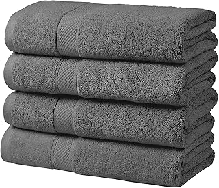 LINENOVA 4 Pack Bath Towel Set 68x137cm, 100% Combed Cotton Towels for Bathroom, 650GSM Ultra Soft & Highly Absorbent Bath…