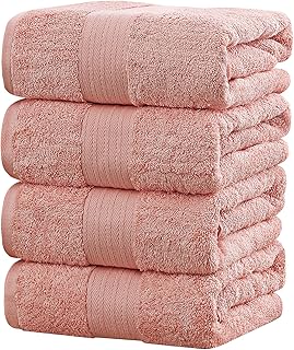 Easytry Premium 100% Cotton Bath Towels Set – 4 Pack 68x137cm 600GSM Softness and Absorbency Bathroom Towels for Spa, Hote…