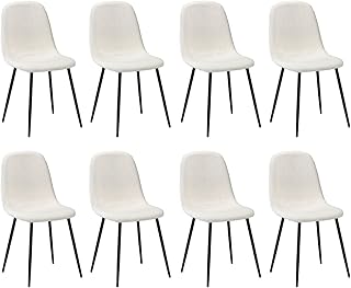Oikiture Dining Chairs Set of 8 Kitchen Chair with Sherpa Cover and Metal Legs for Home Living Room and Dining Room Chair …