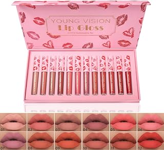Luxury Lifestyle RoseFlower 12 Colors Matte Nude Liquid Lipstick Set - Long-Lasting,Waterproof, Non-Stick, and Smudge-Proo...