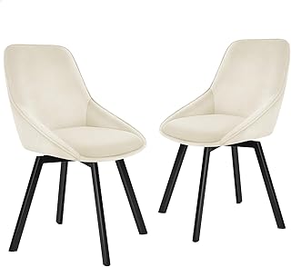 ALFORDSON Velvet Dining Chairs Set of 2, Kitchen Chair with Swivel Seat, Metal Legs & Floor Protector, Reading Seating for…