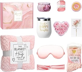Self Care Spa Hamper - Relaxation Gift Hamper Luxury Wellness Package for Women | Birthday Self Care Pin with Flannel Cove...