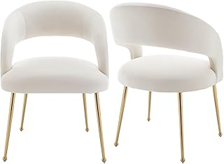 SEYNAR Dining Modern Chairs, Velvet Upholstered Accent Chairs with Gold Legs,Tufted Dining Room Chair Set of 2 for Living …