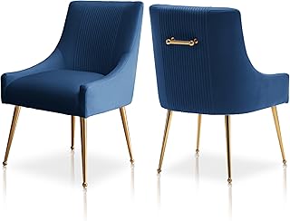 Modern Dining Chairs, Velvet Upholstered Dining Room Chairs with Gold Legs,Tufted Accent Chair Set of 2 for Reception Room…