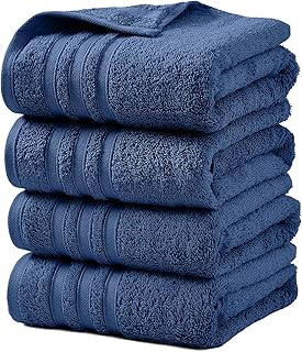 LINENOVA 100% Cotton Bath Towels 4 Pack – Premium 450GSM Soft & Lightweight Towel Set, Quick Dry & Absorbent Bathroom Towe…